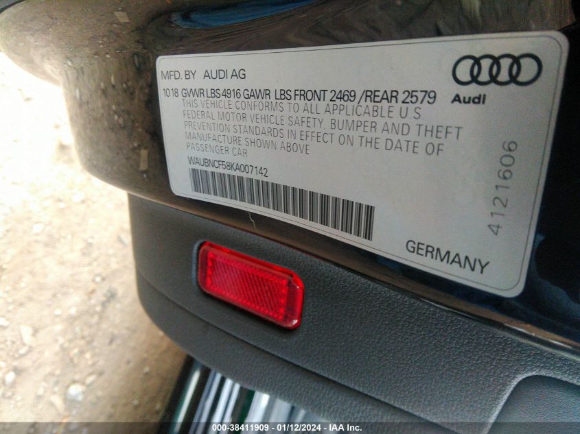 WAUBNCF58KA007142 2019 AUDI A5, photo no. 9