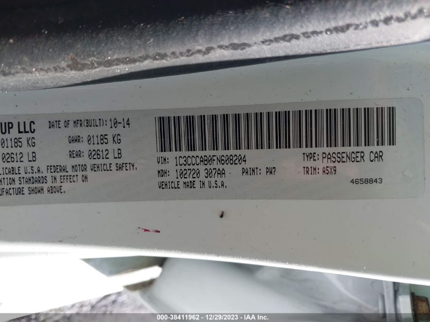 2015 CHRYSLER 200 LIMITED - 1C3CCCAB0FN608204