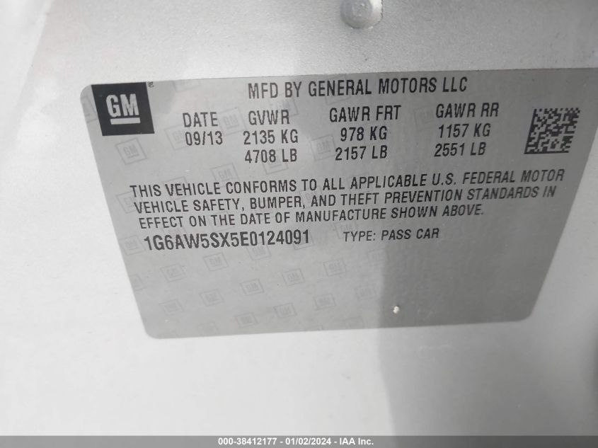 2014 CADILLAC CTS - 1G6AW5SX5E0124091