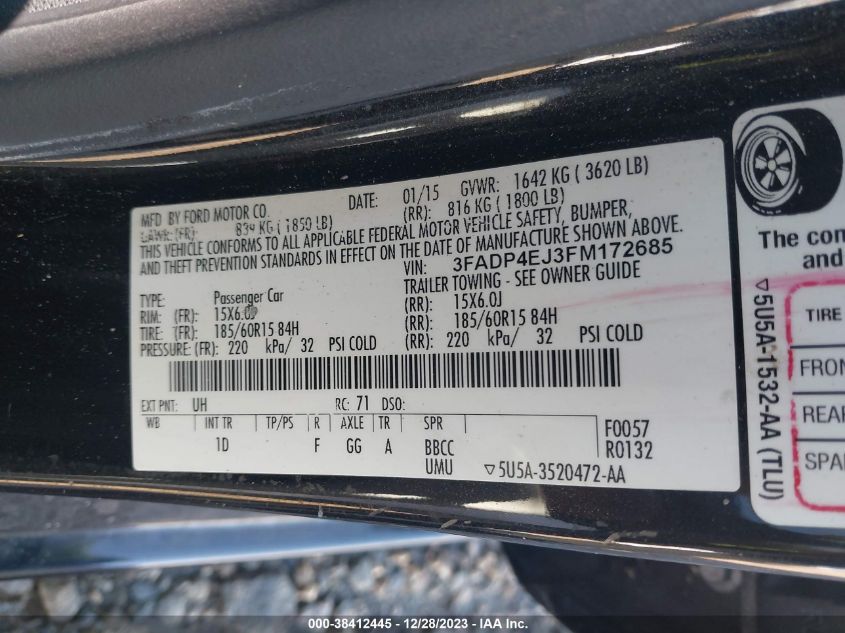 2015 FORD FIESTA SE - 3FADP4EJ3FM172685