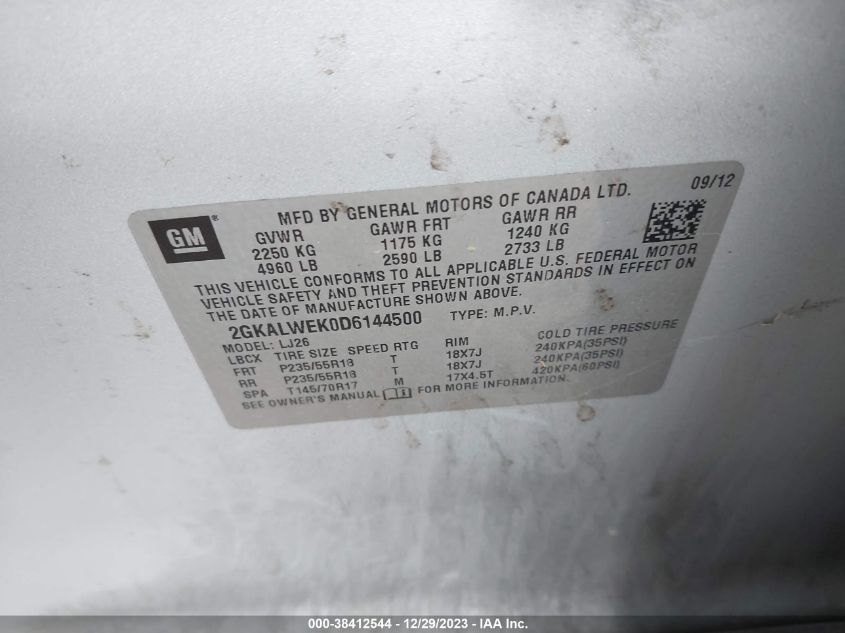 2013 GMC TERRAIN SLT-2 - 2GKALWEK0D6144500