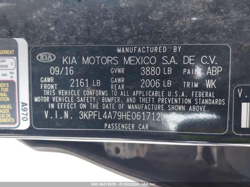 2017 KIA FORTE LX/S - 3KPFL4A79HE061712
