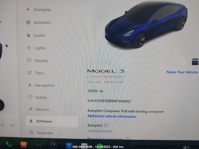 2022 TESLA MODEL 3 - 5YJ3E1EB9NF314933