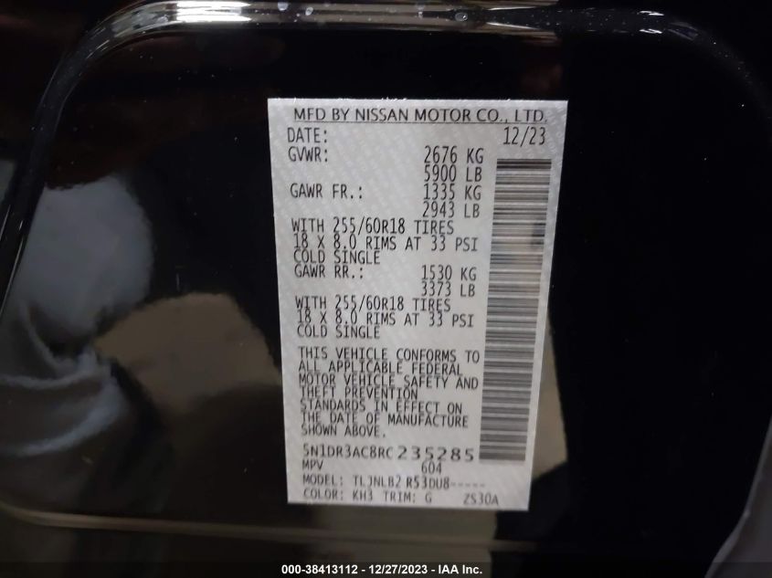2024 NISSAN PATHFINDER S 4WD - 5N1DR3AC8RC235285