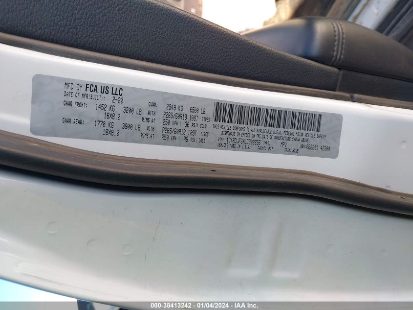 2020 DODGE DURANGO SSV/ENFORCER/PURSUIT - 1C4RDJFGXLC308656