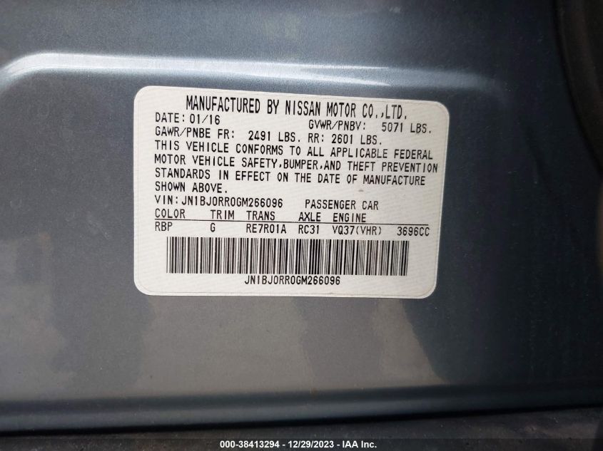 2016 INFINITI QX50 - JN1BJ0RR0GM266096