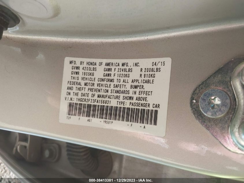 2015 HONDA ACCORD LX - 1HGCR2F33FA156831