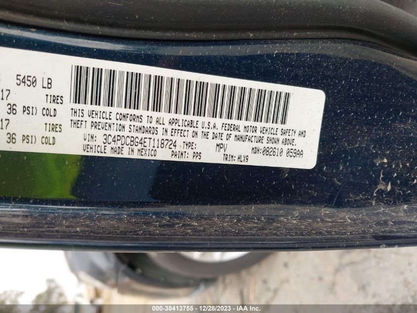 2014 DODGE JOURNEY SXT - 3C4PDCBG4ET118724
