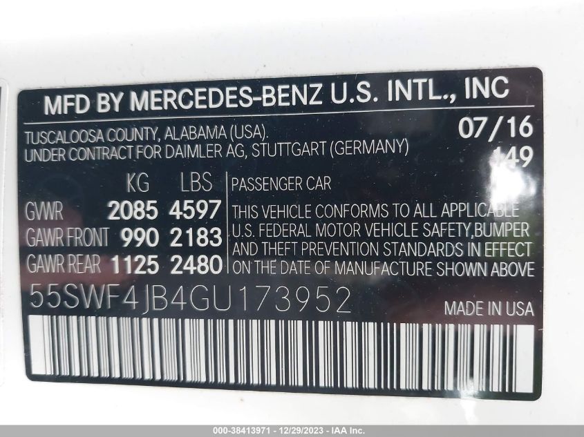 2016 MERCEDES-BENZ C 300 LUXURY/SPORT - 55SWF4JB4GU173952