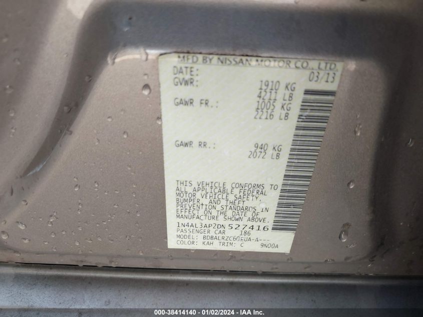 2013 NISSAN ALTIMA 2.5 S - 1N4AL3AP2DN527416