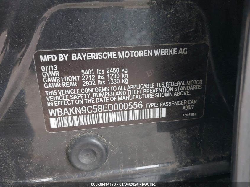 2014 BMW 550I - WBAKN9C58ED000556
