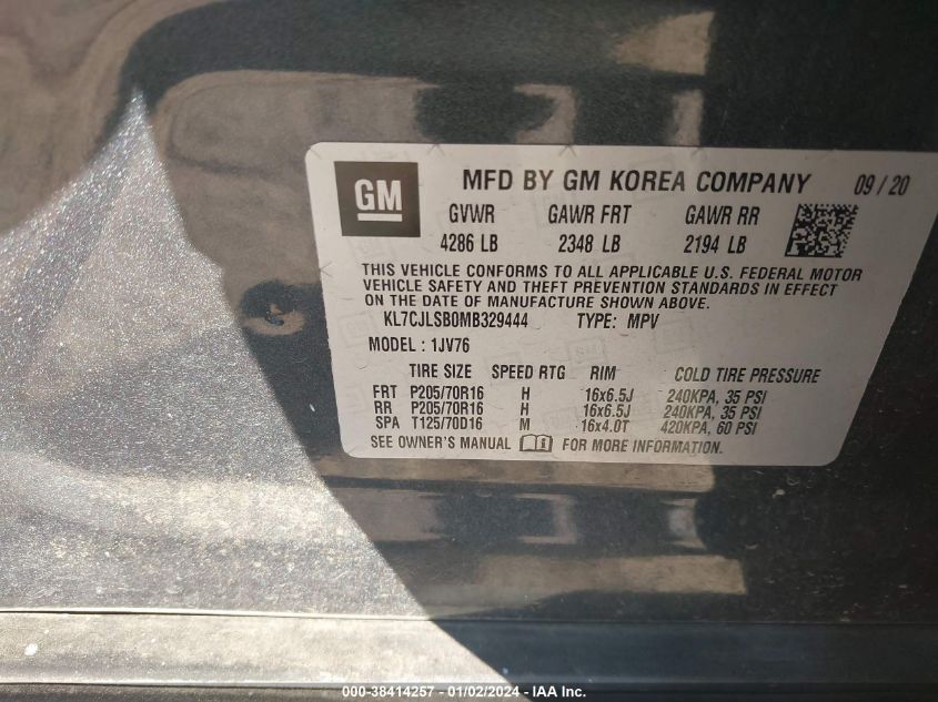 2021 CHEVROLET TRAX 1LT - KL7CJLSB0MB329444