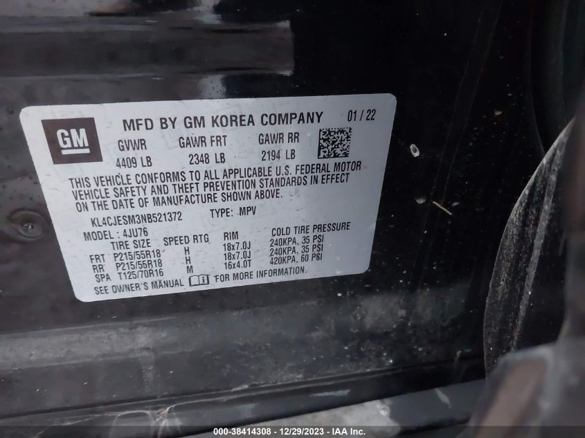 2022 BUICK ENCORE PREFERRED - KL4CJESM3NB521372