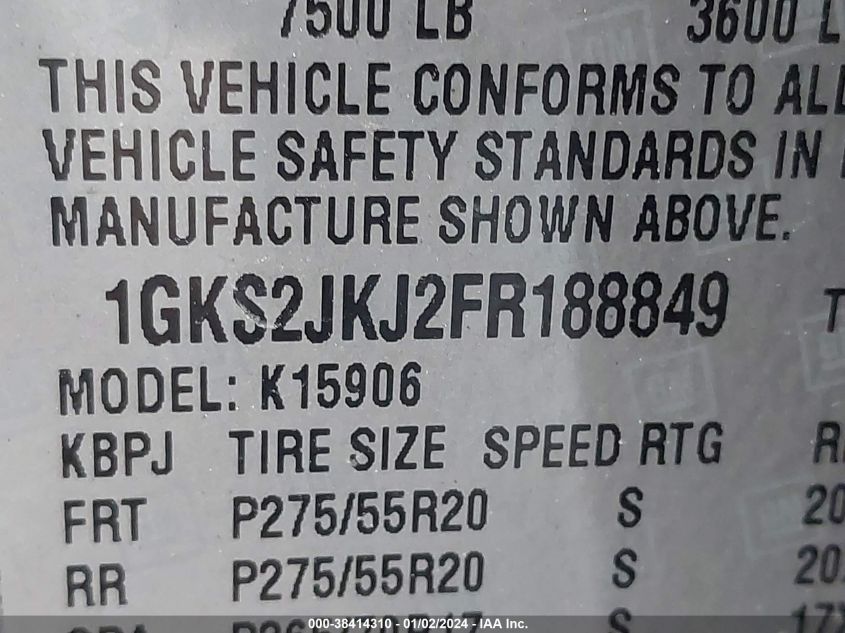 2015 GMC YUKON XL 1500 DENALI 1GKS2JKJ2FR188849