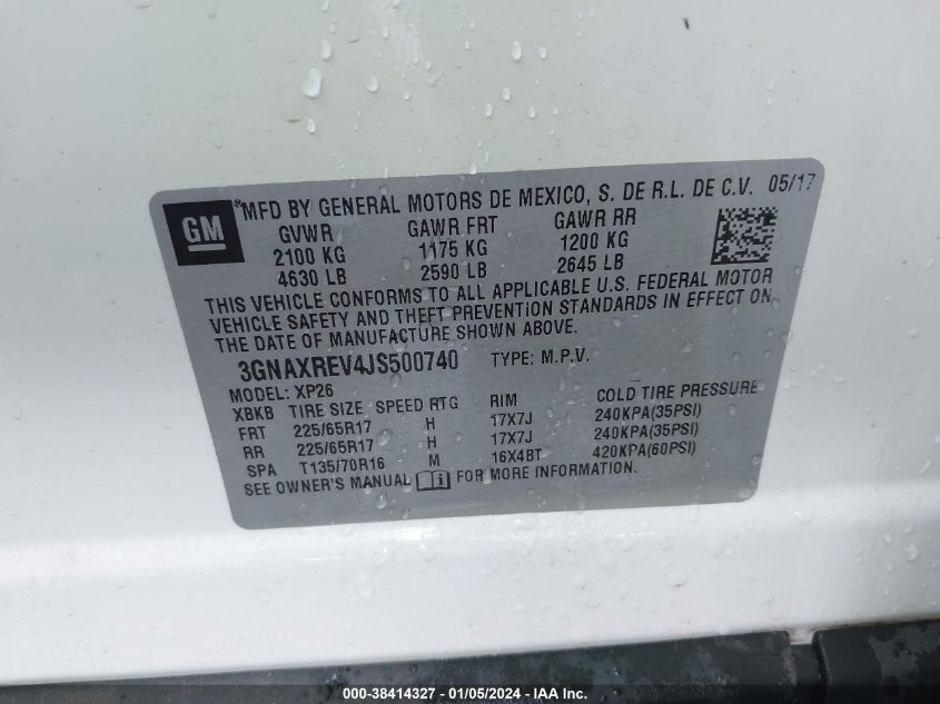 2018 CHEVROLET EQUINOX LS - 3GNAXREV4JS500740