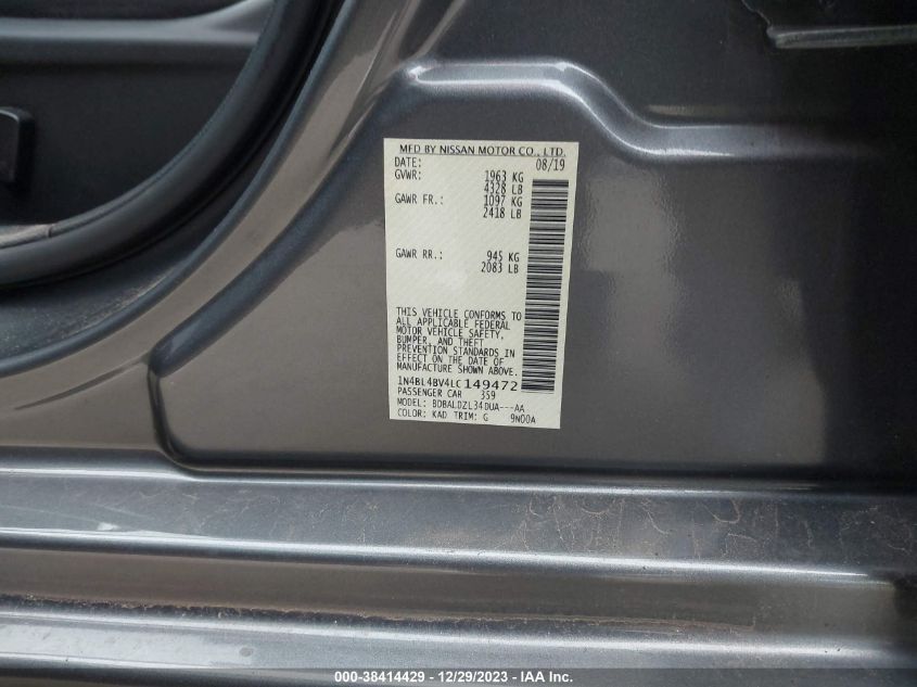 2020 NISSAN ALTIMA S FWD - 1N4BL4BV4LC149472