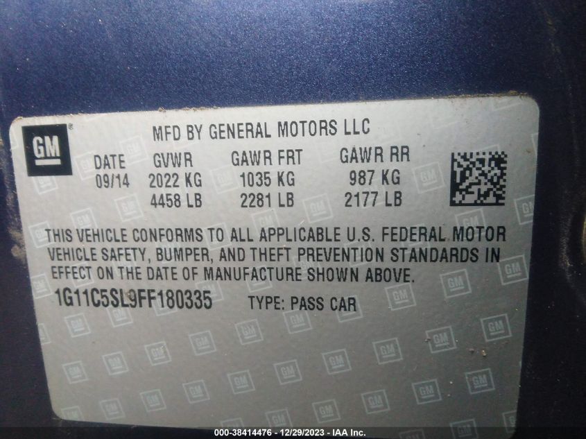 2015 CHEVROLET MALIBU 1LT - 1G11C5SL9FF180335