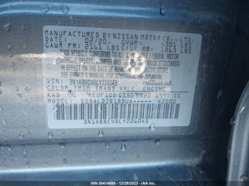 2020 NISSAN SENTRA SV - 3N1AB8CV8LY226045