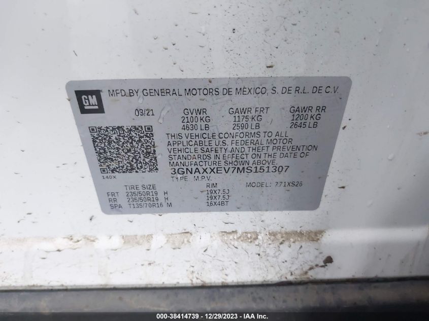 2021 CHEVROLET EQUINOX PREMIER - 3GNAXXEV7MS151307