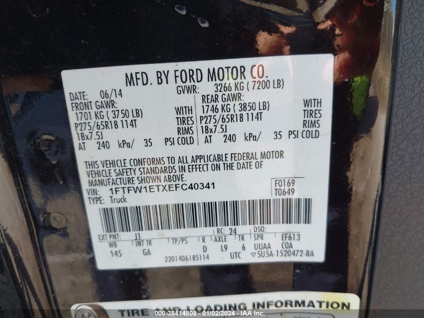 2014 FORD F-150 XLT - 1FTFW1ETXEFC40341