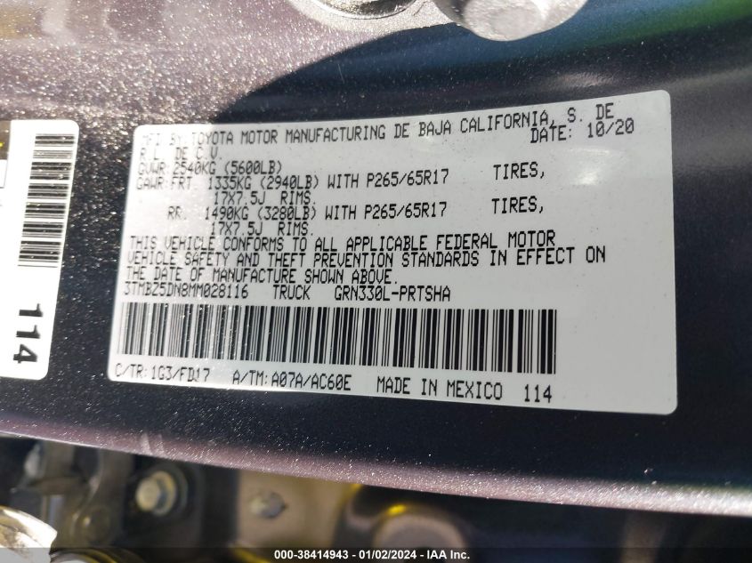 2021 TOYOTA TACOMA TRD SPORT - 3TMBZ5DN8MM028116