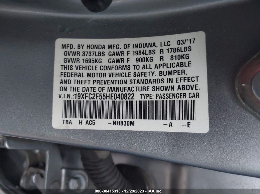 2017 HONDA CIVIC LX - 19XFC2F55HE040822