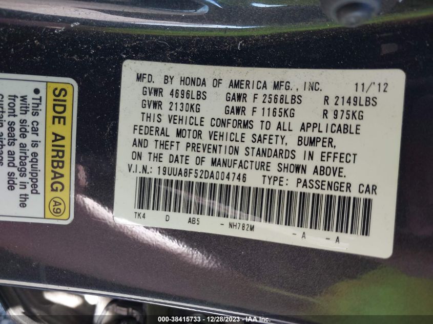 2013 ACURA TL 3.5 - 19UUA8F52DA004746