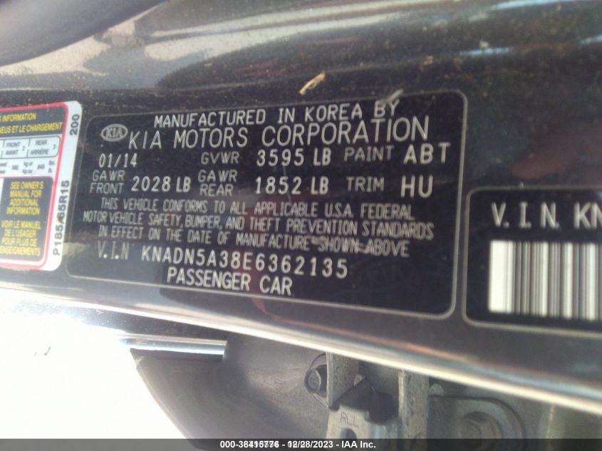 2014 KIA RIO EX - KNADN5A38E6362135