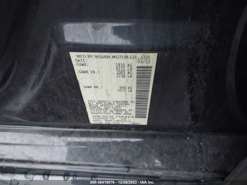 2013 NISSAN ALTIMA 2.5 SV - 1N4AL3AP3DC246429