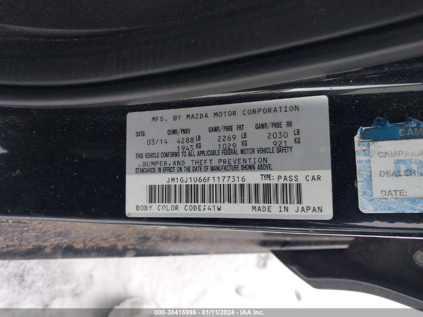 2015 MAZDA MAZDA6 I SPORT - JM1GJ1U66F1177316