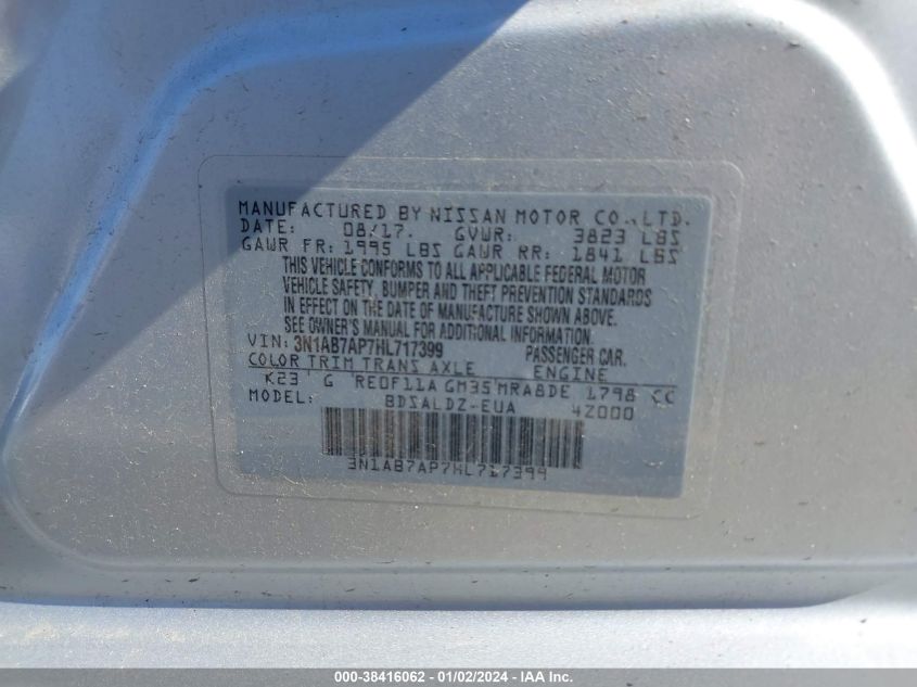 2017 NISSAN SENTRA SV - 3N1AB7AP7HL717399