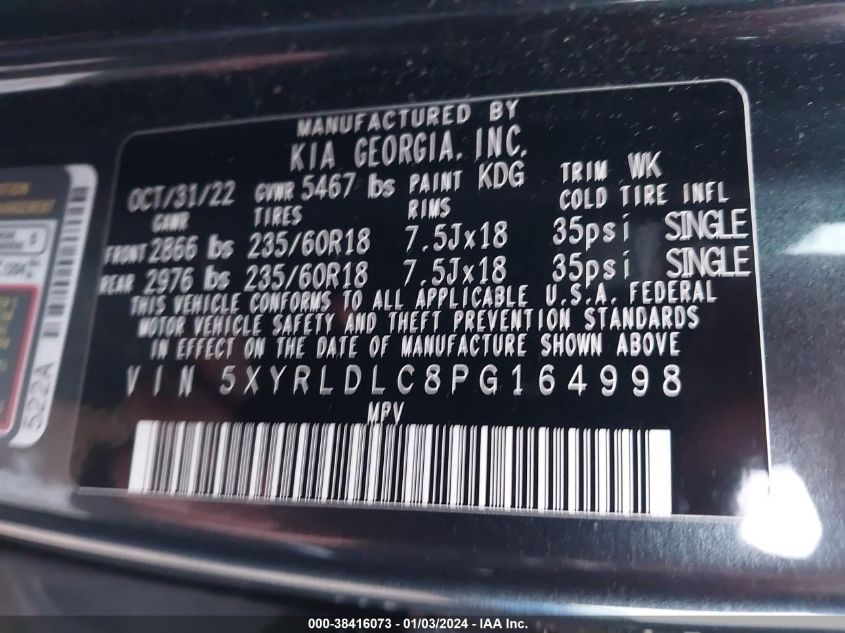 2023 KIA SORENTO X-LINE S - 5XYRLDLC8PG164998