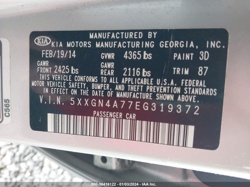 2014 KIA OPTIMA - 5XXGN4AT0EG319372