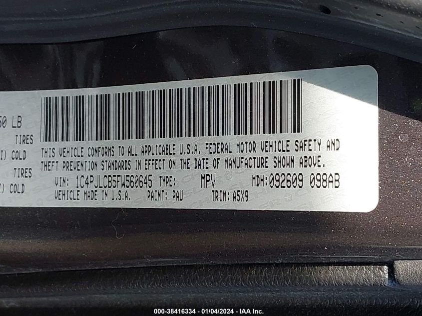 2015 JEEP CHEROKEE LATITUDE - 1C4PJLCB5FW560645