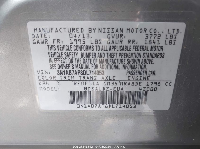 2013 NISSAN SENTRA SV - 3N1AB7AP8DL714053