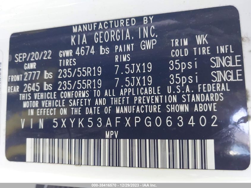 2023 KIA SPORTAGE SX PRESTIGE - 5XYK53AFXPG063402