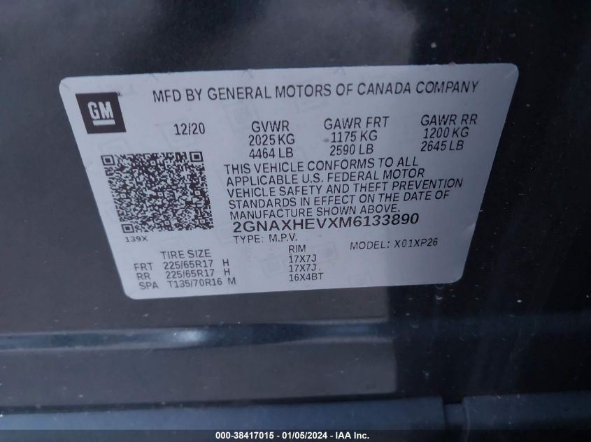 2021 CHEVROLET EQUINOX LS - 2GNAXHEVXM6133890