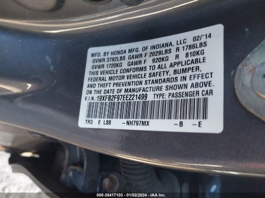 2014 HONDA CIVIC EXL - 19XFB2F97EE221499
