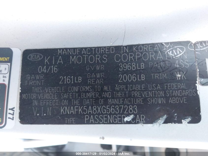 2016 KIA FORTE LX - KNAFK5A8XG5637283