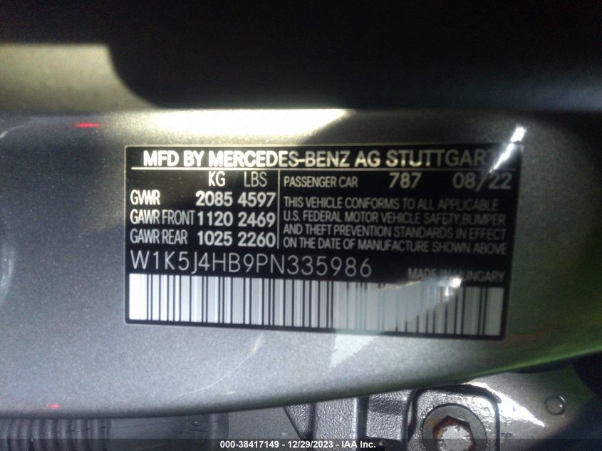 2023 MERCEDES-BENZ CLA 250 COUPE 4MATIC W1K5J4HB9PN335986