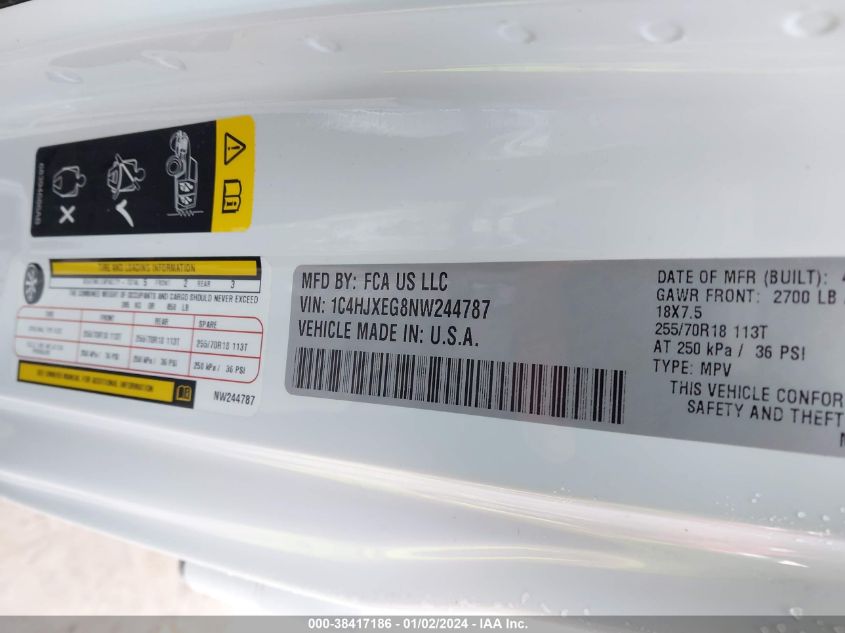 2022 JEEP WRANGLER UNLIMITED SAHARA - 1C4HJXEG8NW244787
