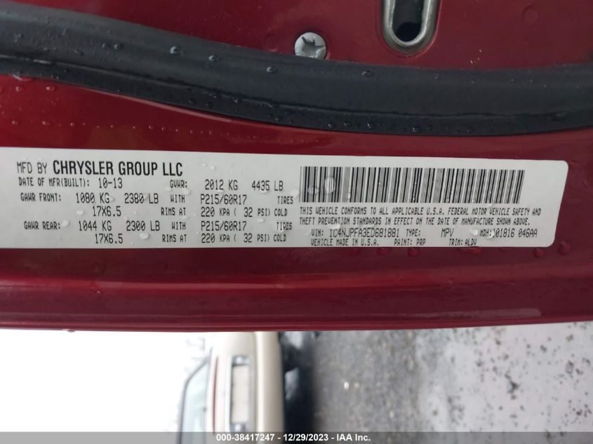 2014 JEEP PATRIOT LATITUDE - 1C4NJPFA3ED681881
