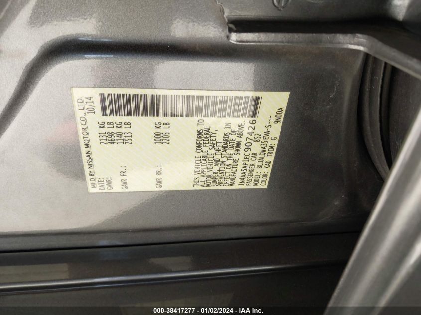 2014 NISSAN MAXIMA 3.5 S - 1N4AA5AP1EC907426