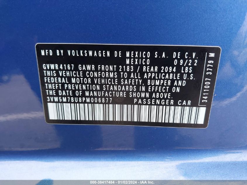 2023 VOLKSWAGEN JETTA S - 3VW5M7BU8PM006877