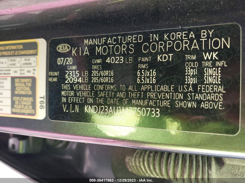 2021 KIA SOUL LX/X LINE/S - KNDJ23AU1M7750733