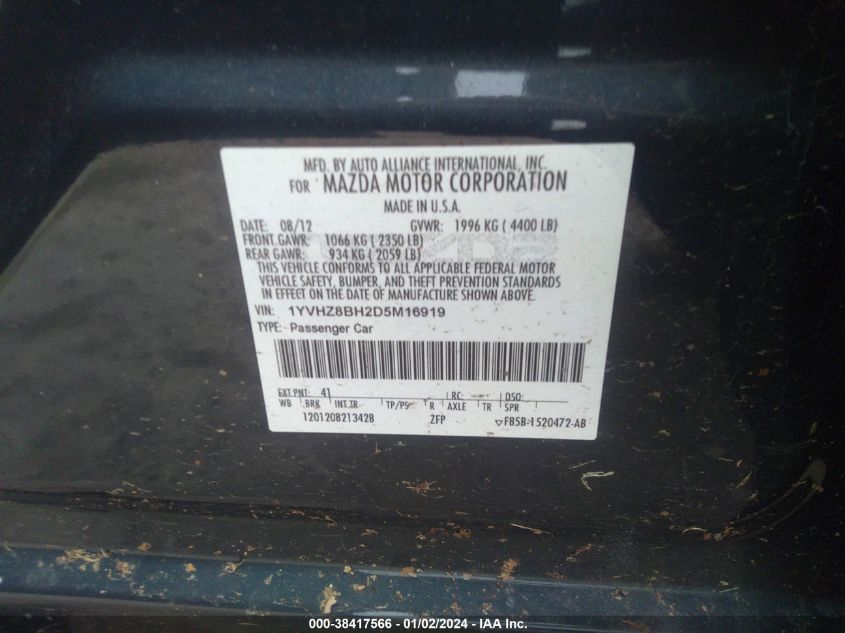2013 MAZDA MAZDA6 I SPORT - 1YVHZ8BH2D5M16919