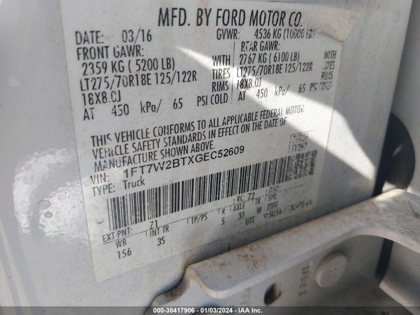 2016 FORD F-250 XLT - 1FT7W2BTXGEC52609