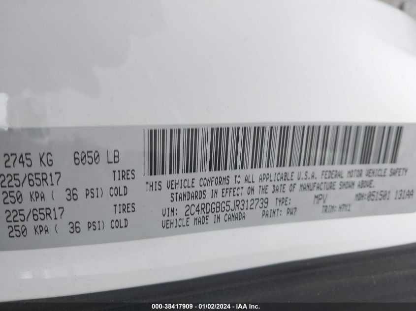 2018 DODGE GRAND CARAVAN SE - 2C4RDGBG5JR312739
