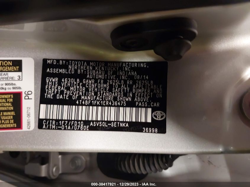 2014 TOYOTA CAMRY LE - 4T4BF1FK1ER436475