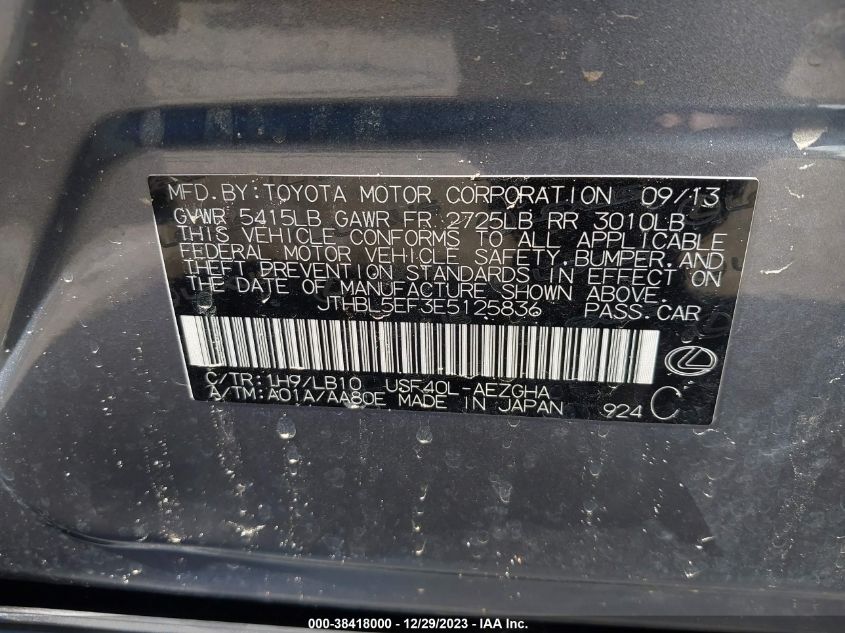 2014 LEXUS LS 460 460 - JTHBL5EF3E5125836